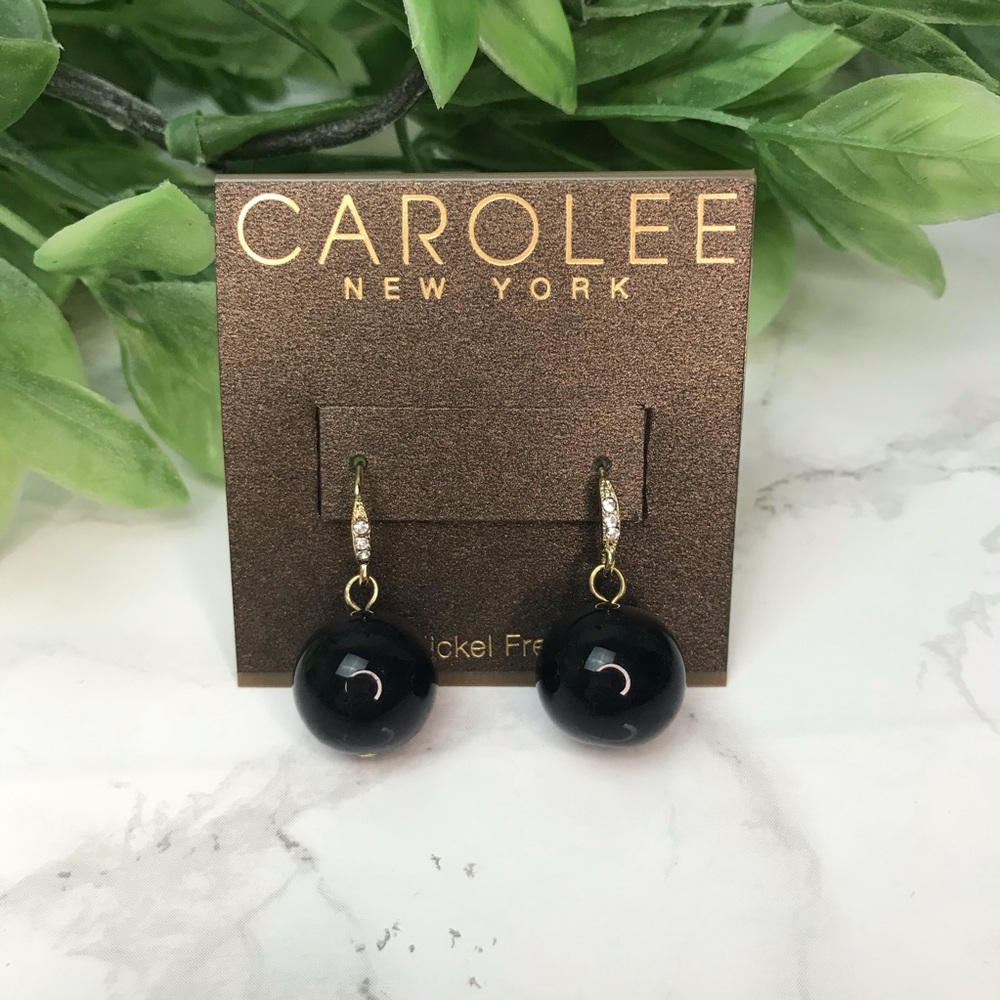 Carolee Gold and Black Dangle Dressy Earrings